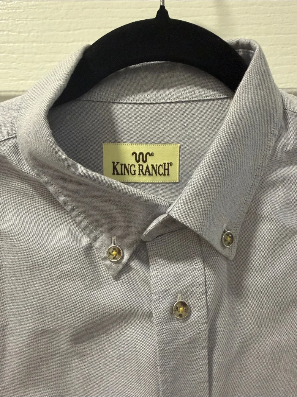 King Ranch Men’s Light Blue Button-Down Oxford Shirt with Duck details XL